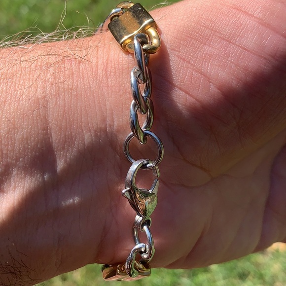 New Two Tone Stainless Steel Link Bracelet - Picture 3 of 9